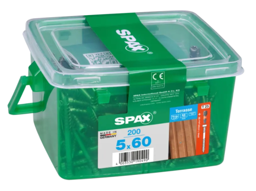Spax Befestigungen Spax Terrassenschraube trx A2 5 X 60 200 Stk. mit Box 4507000500609